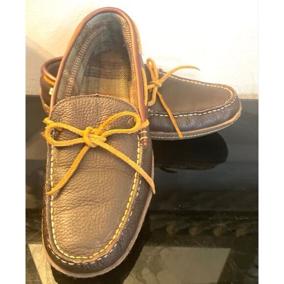 LL Bean Pebble Leather Moccasin Slip-On Loafer Driving Shoes Mens Size 8 - Picture 4 of 11